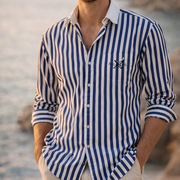 Vintage Polo Ralph Lauren 17.5 XL Rhodes RLPC Stripe Shirt Preppy 90s Old Money